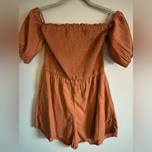 Women’s Dark Orange Off the Shoulder Romper